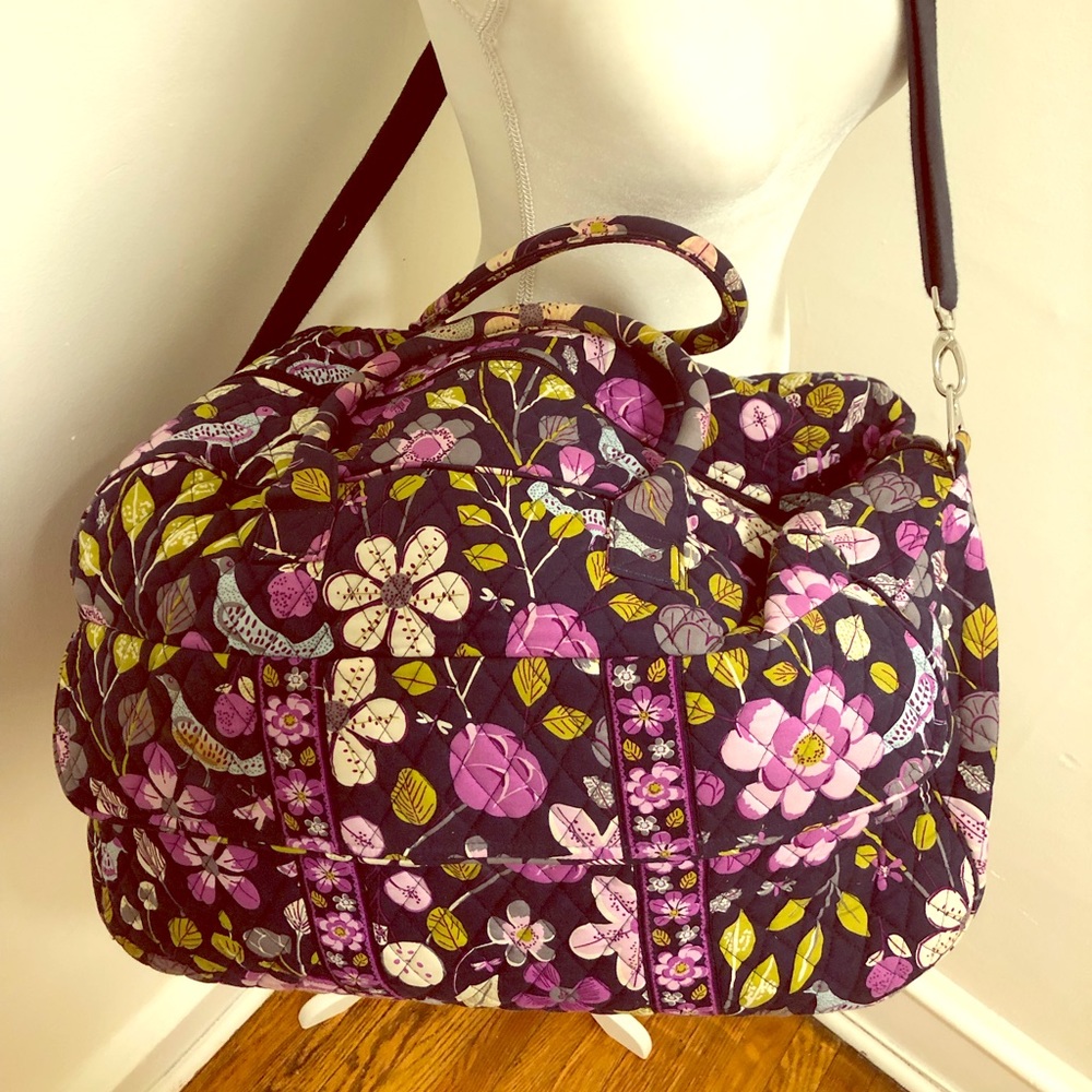 Vera Bradley Blue Purple Weekender Bag w/ strap